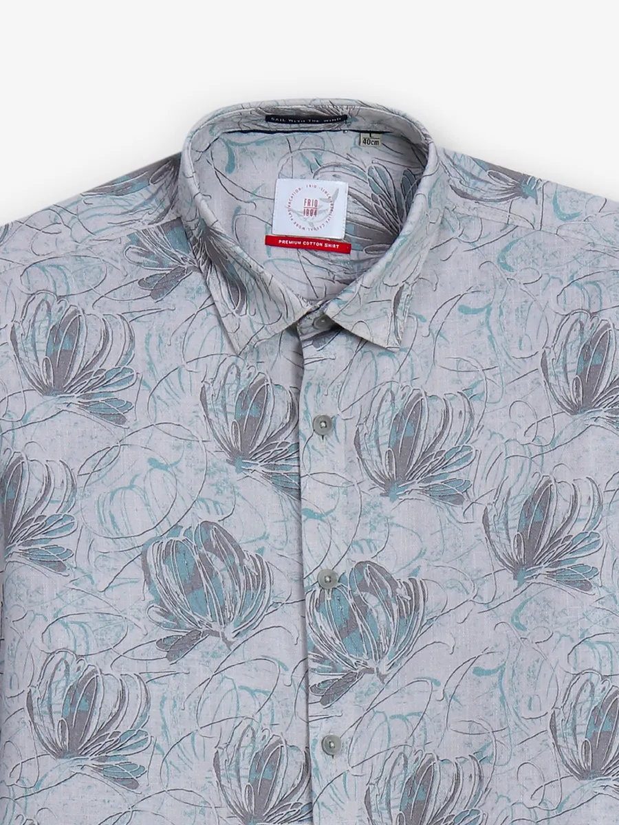 FRIO cotton printed blue shirt