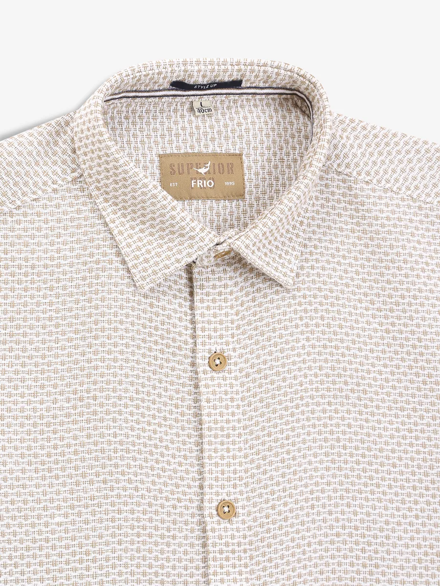 FRIO cream textured cotton shirt