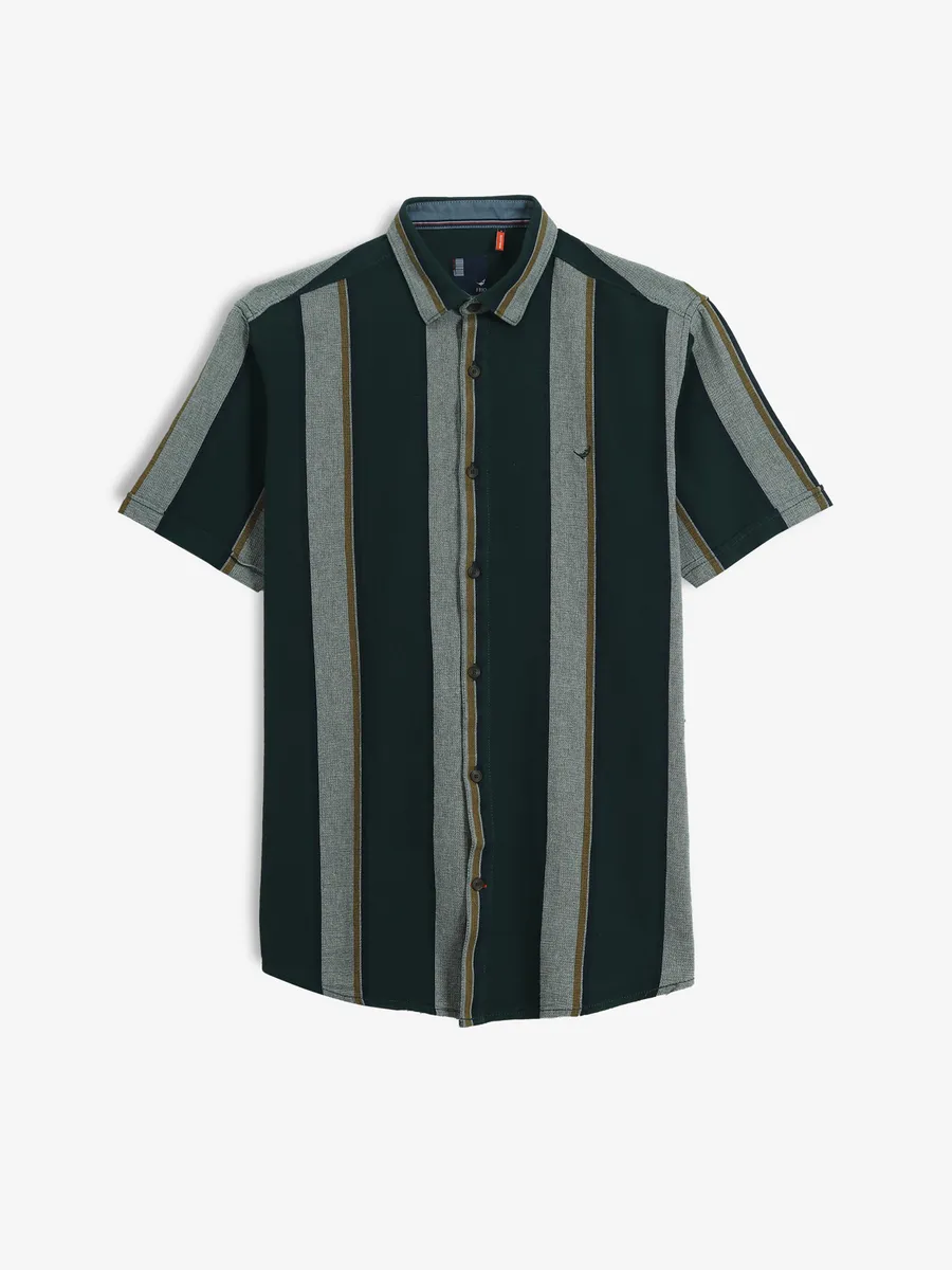 FRIO dark green stripe cotton shirt