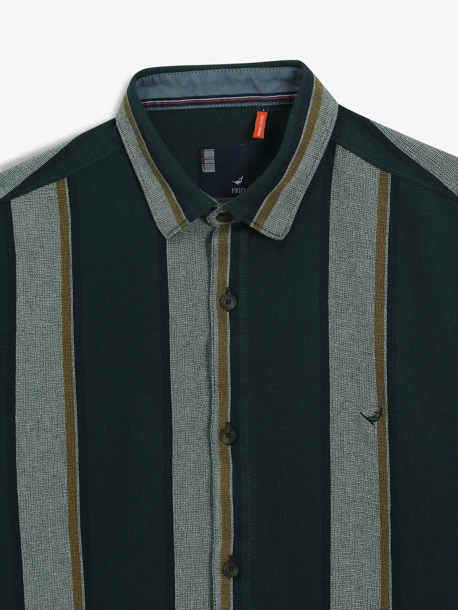 FRIO dark green stripe cotton shirt