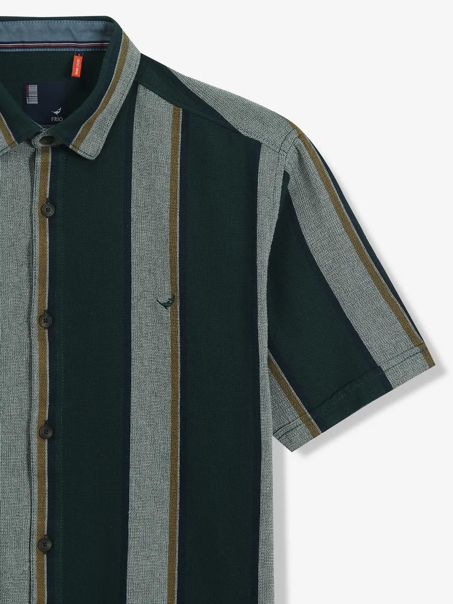 FRIO dark green stripe cotton shirt