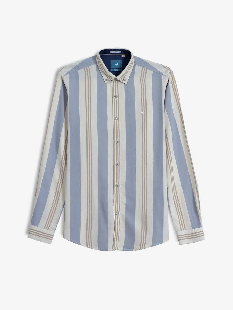 FRIO grey cotton stripe casual shirt