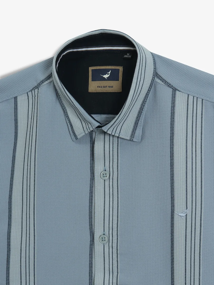 FRIO grey stripe cotton casual shirt