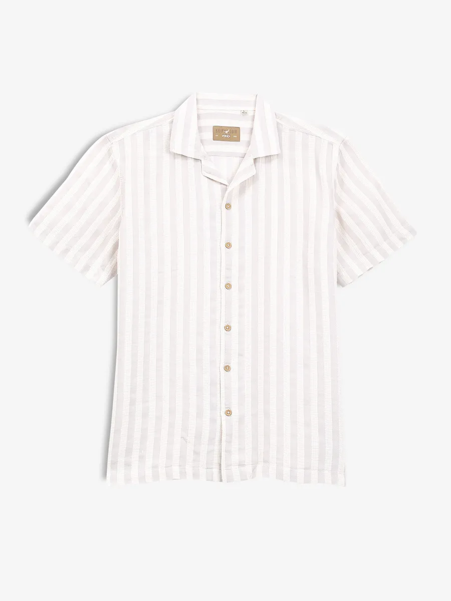 FRIO grey stripe slim fit casual shirt
