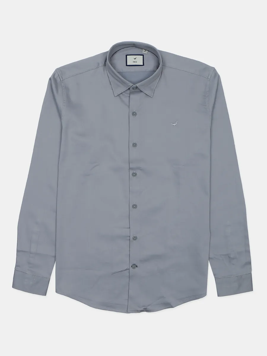 Frio light grey cotton plain shirt