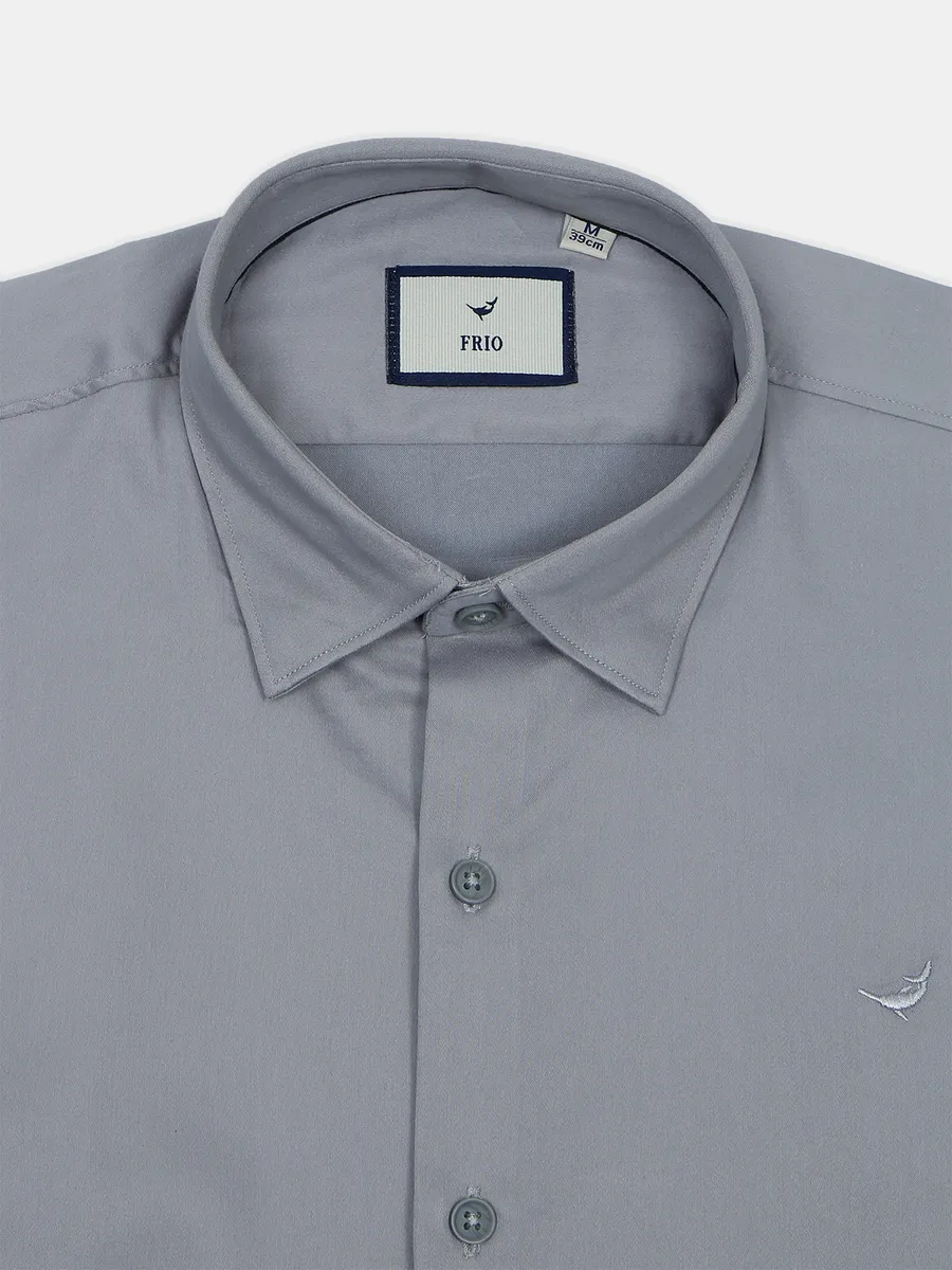 Frio light grey cotton plain shirt