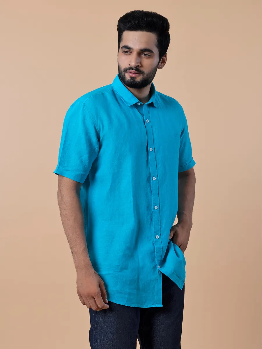 Frio linen casual aqua slim fit shirt