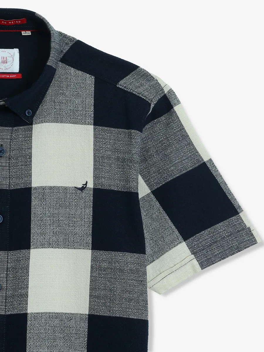 FRIO navy checks cotton shirt