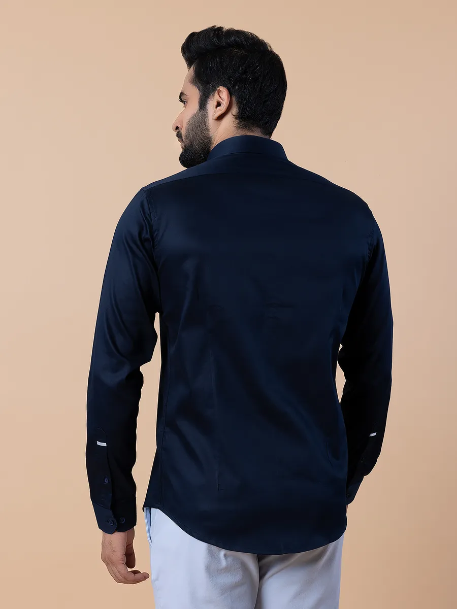 Frio navy cotton full sleeves shirt