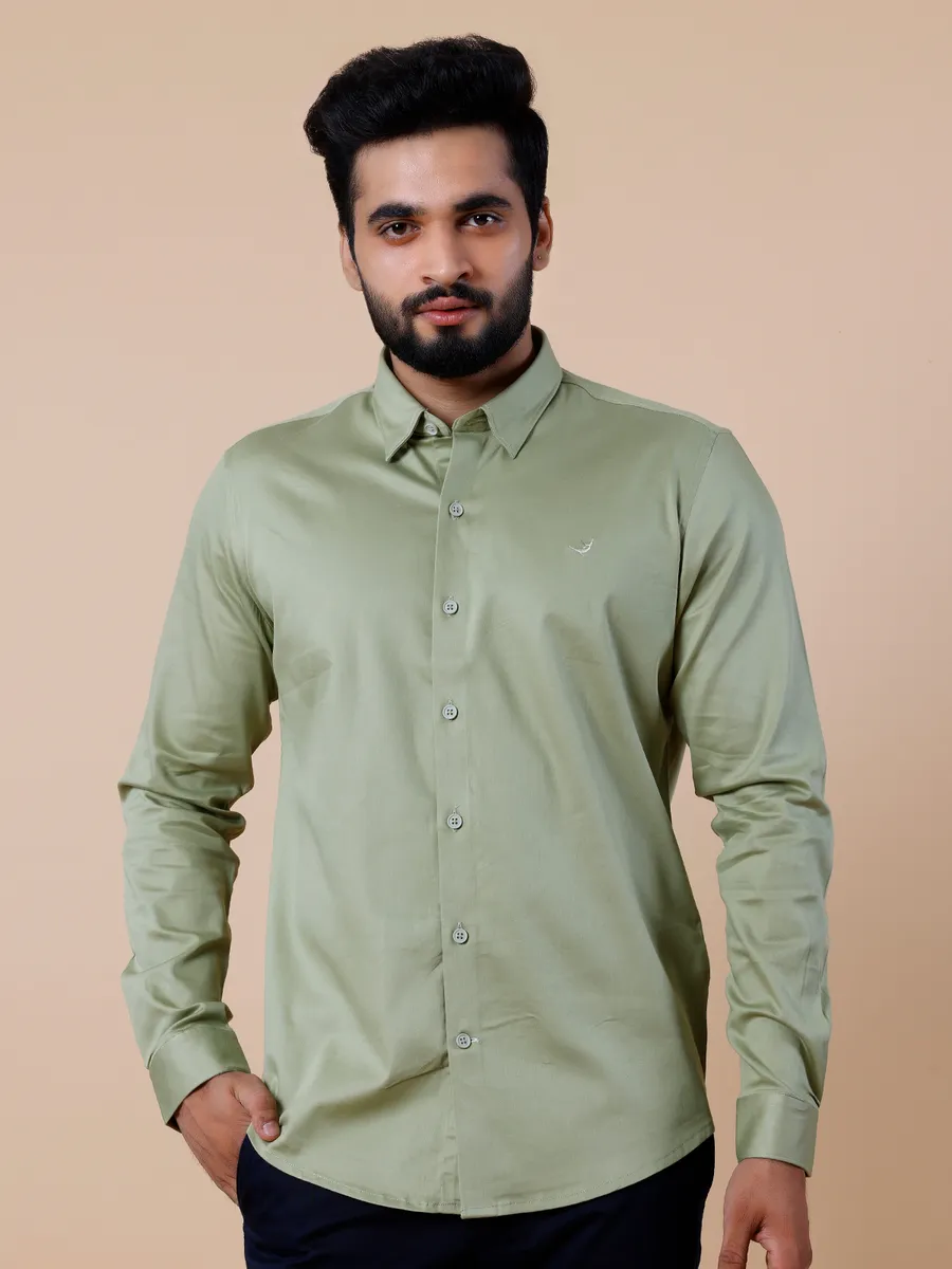 Frio pista green plain cotton shirt