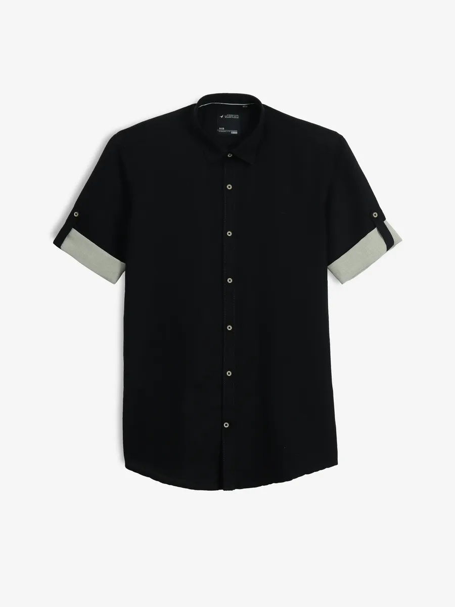 FRIO plain black cotton shirt