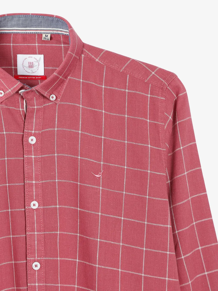 Frio red cotton checks shirt