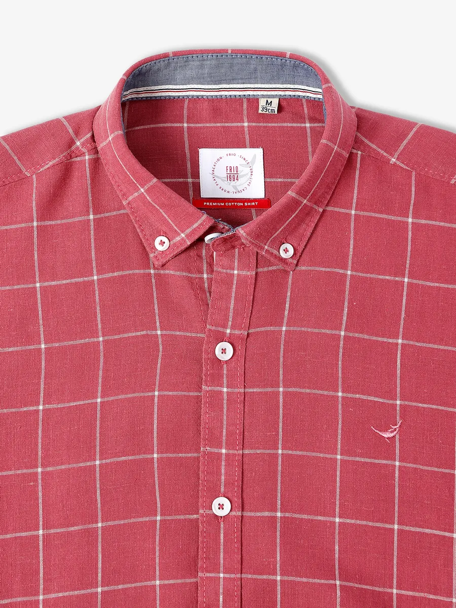 Frio red cotton checks shirt