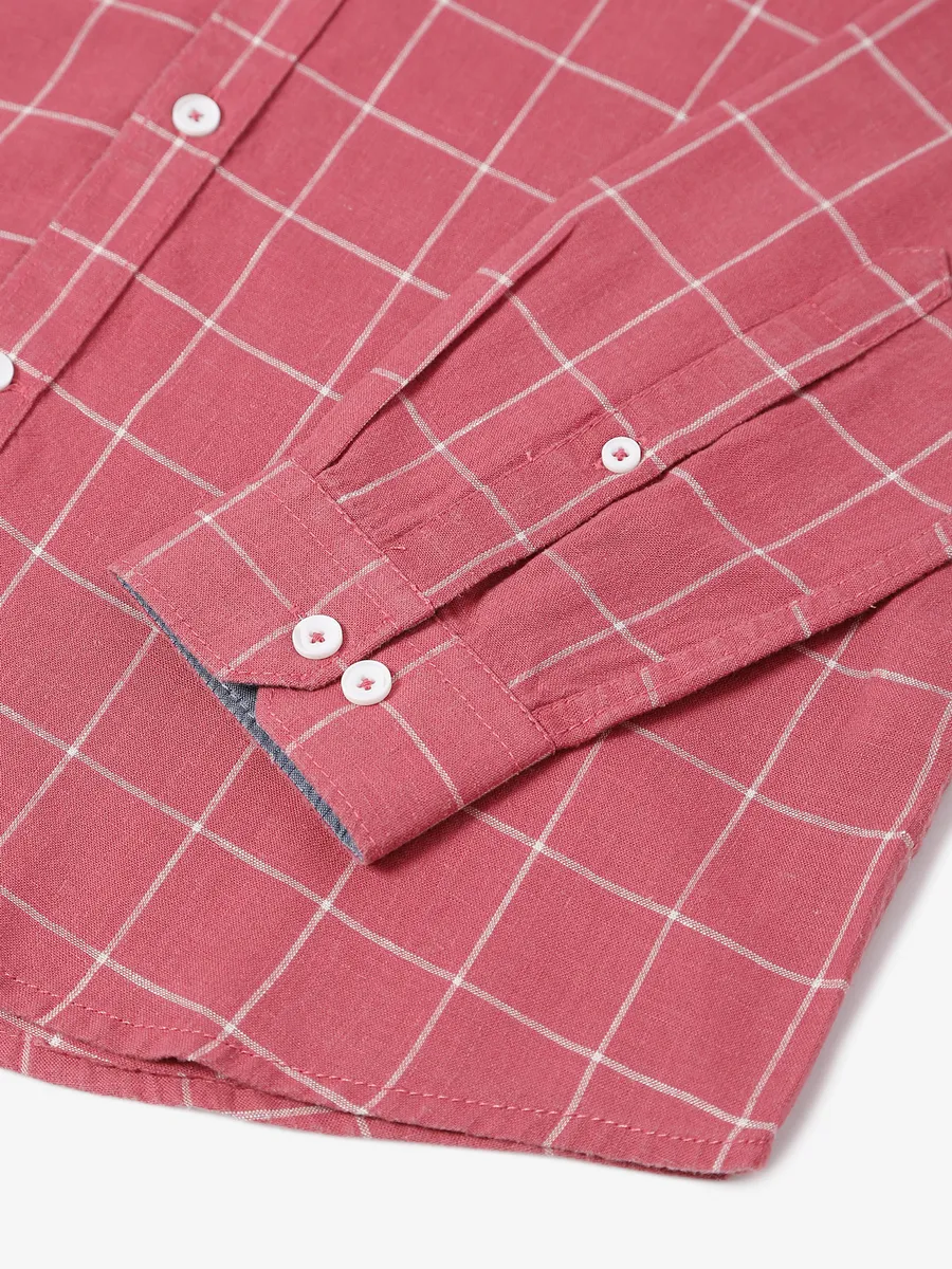 Frio red cotton checks shirt