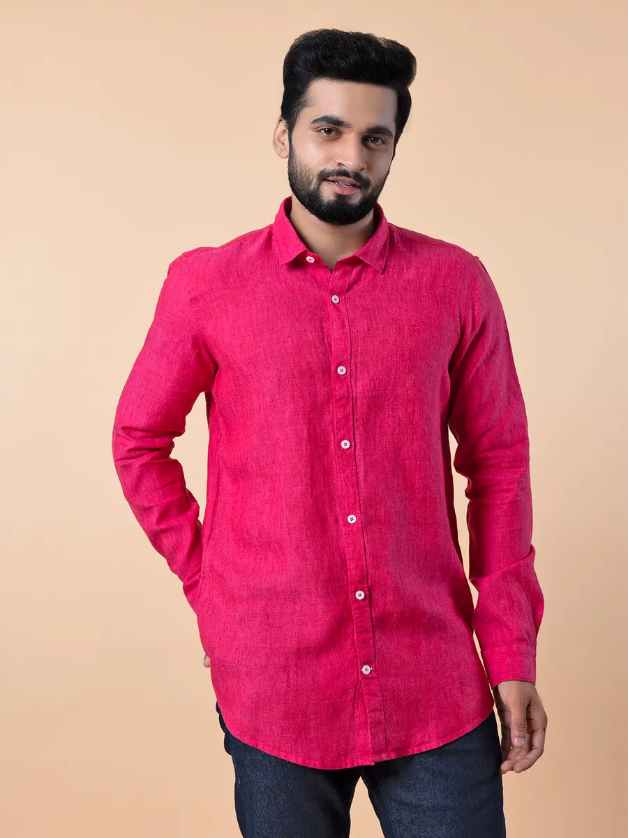 Frio red plain linen shirt