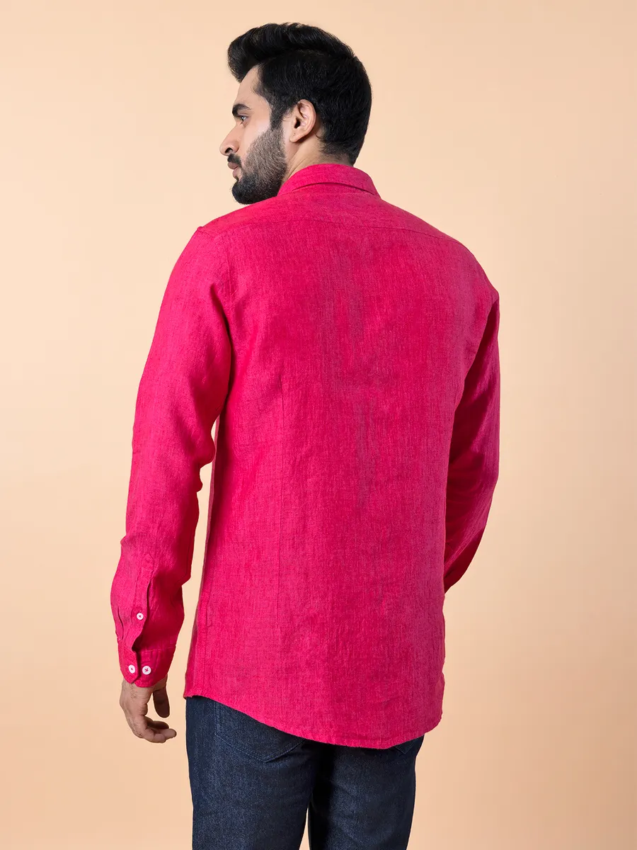 Frio red plain linen shirt