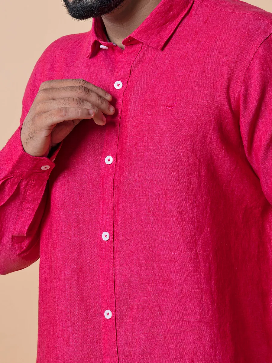 Frio red plain linen shirt