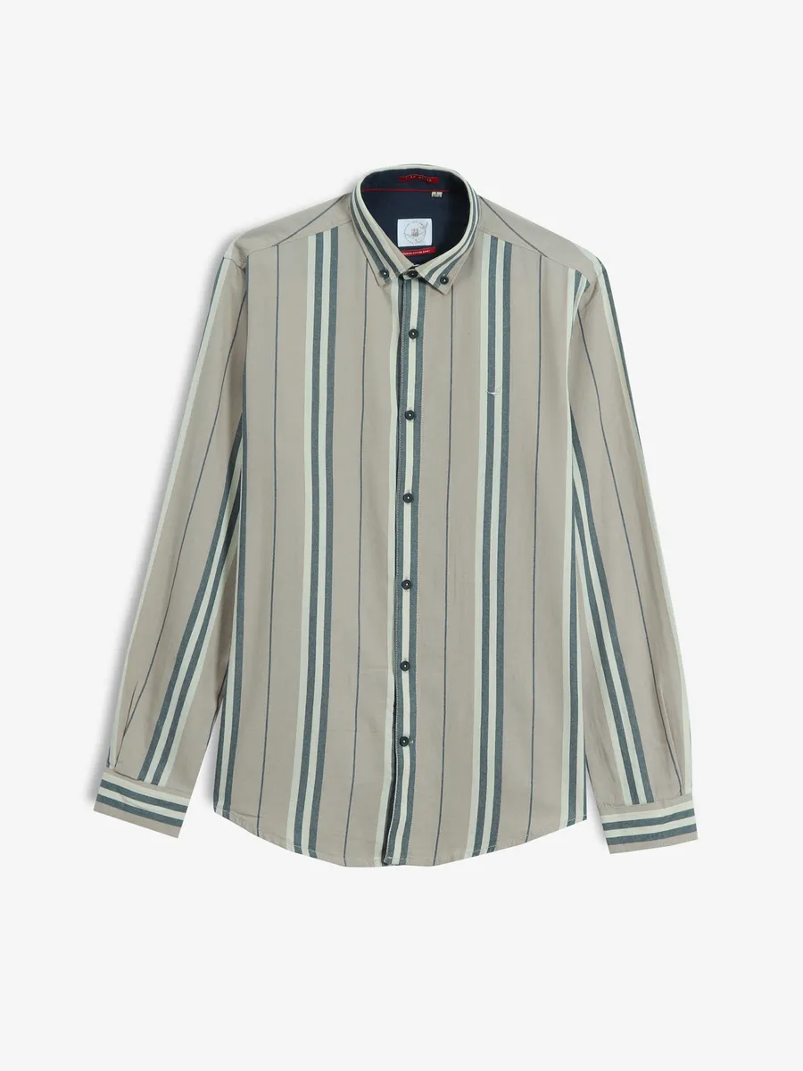 FRIO stripe beige cotton shirt