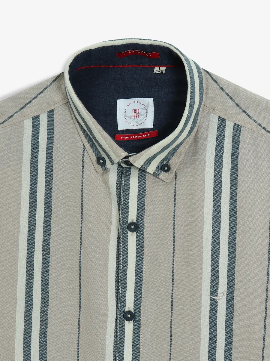 FRIO stripe beige cotton shirt