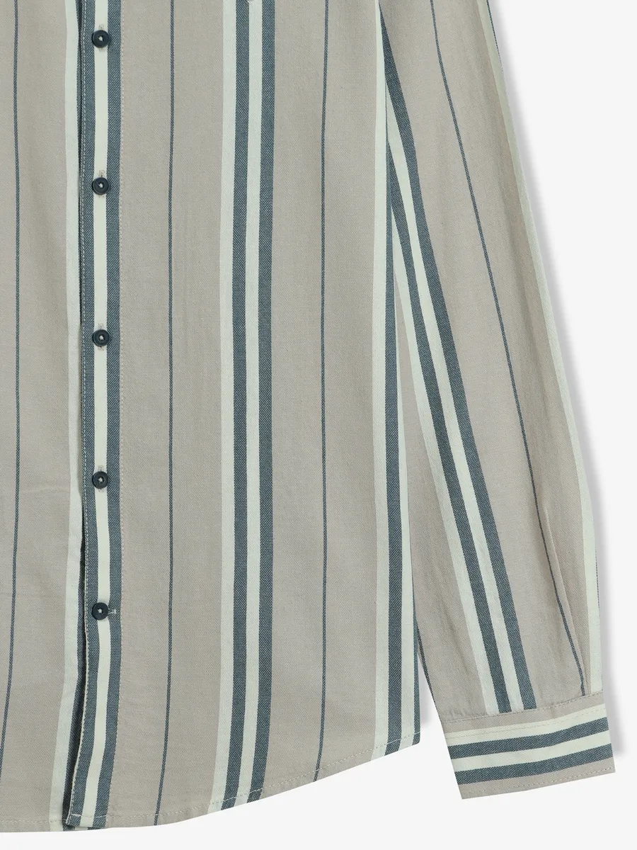 FRIO stripe beige cotton shirt