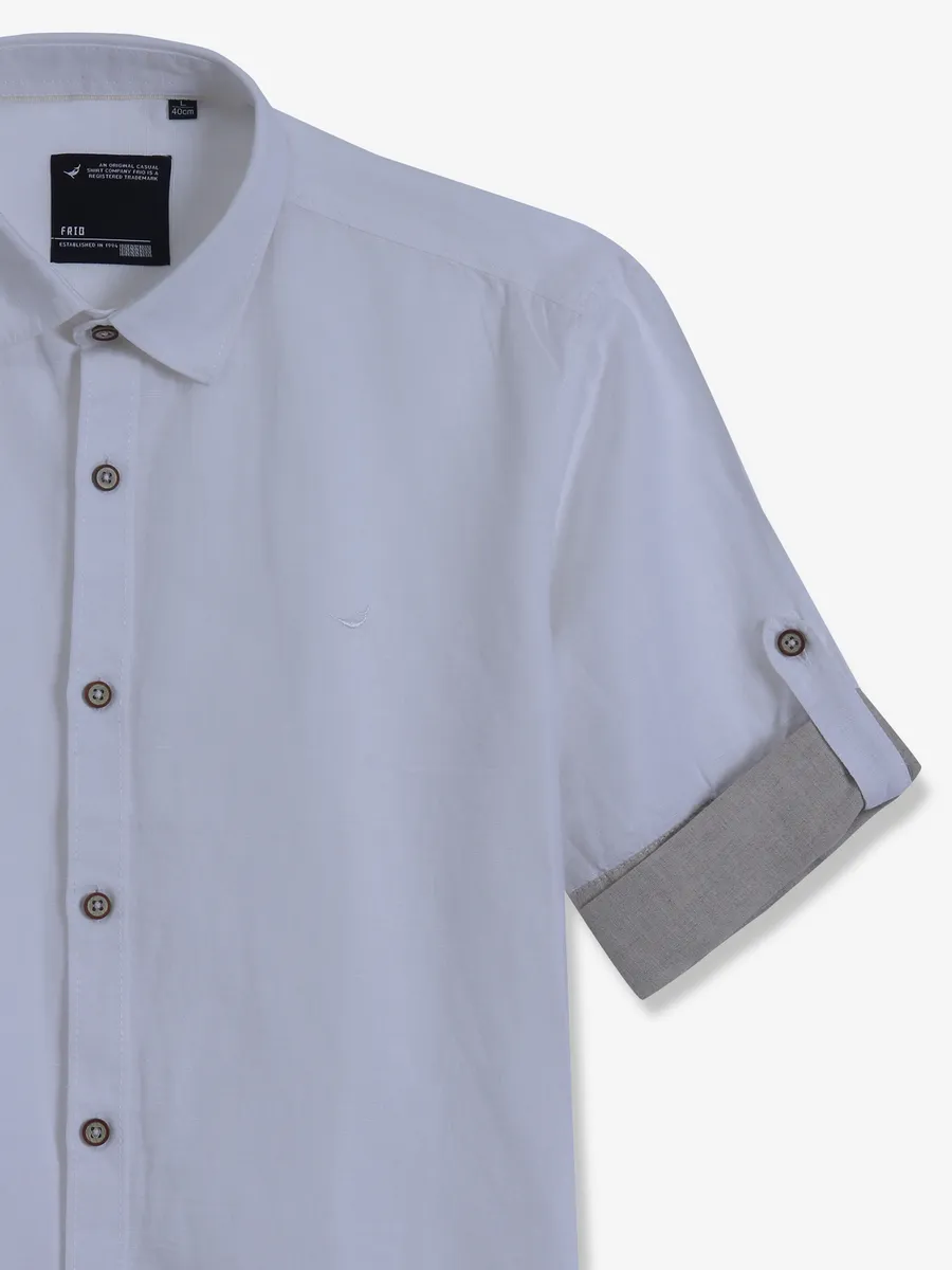 FRIO white cotton casual shirt