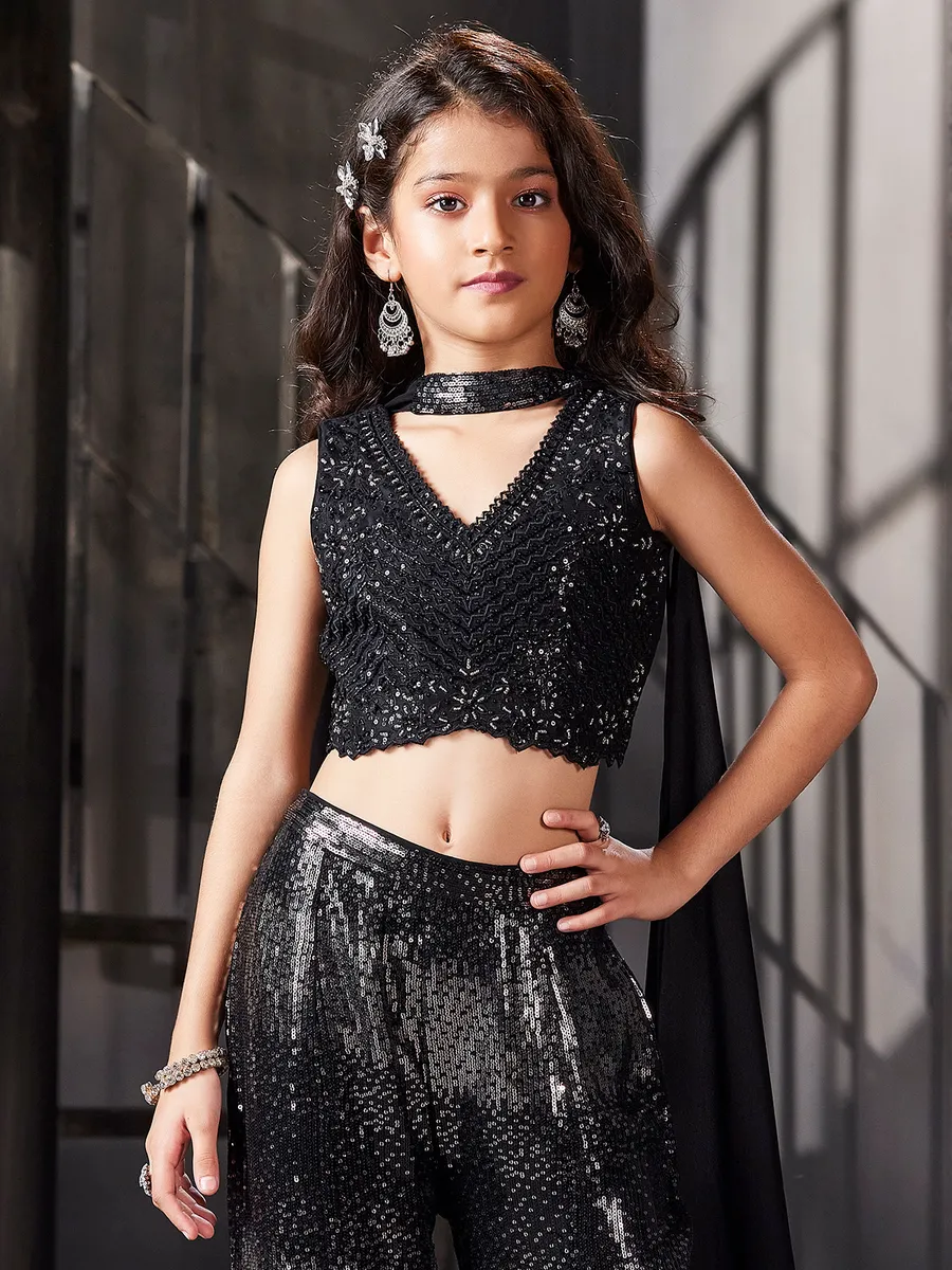 Georgette palazzo suit for girls in black