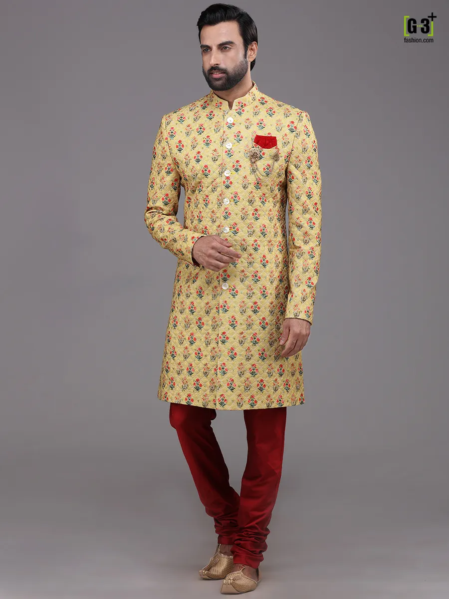 Georgette yellow haldi function indo western