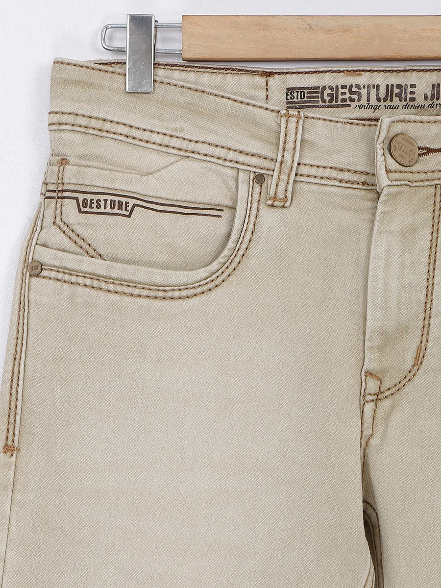 Gesture beige washed narrow jeans