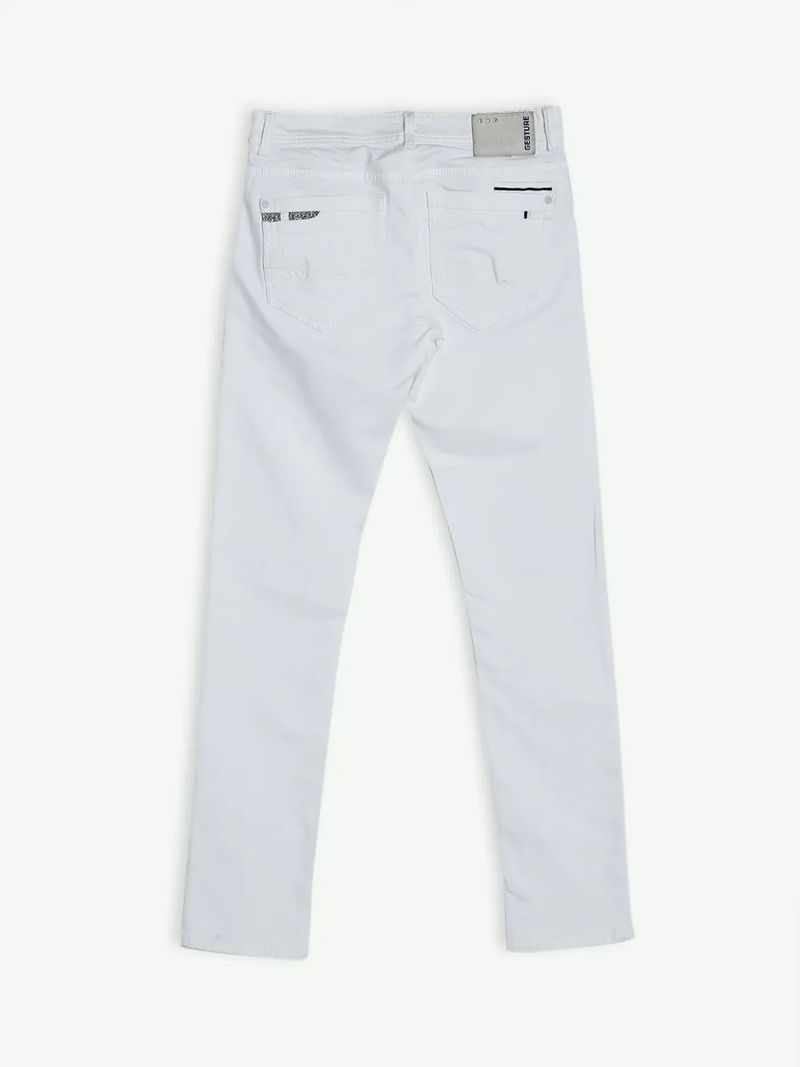 Gesture slim fit white ripped jeans