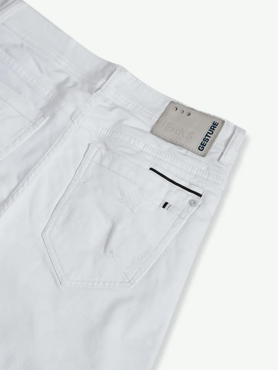Gesture slim fit white ripped jeans