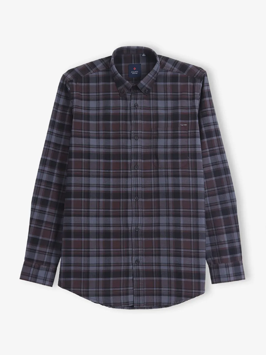 GIANTI brown cotton checks shirt