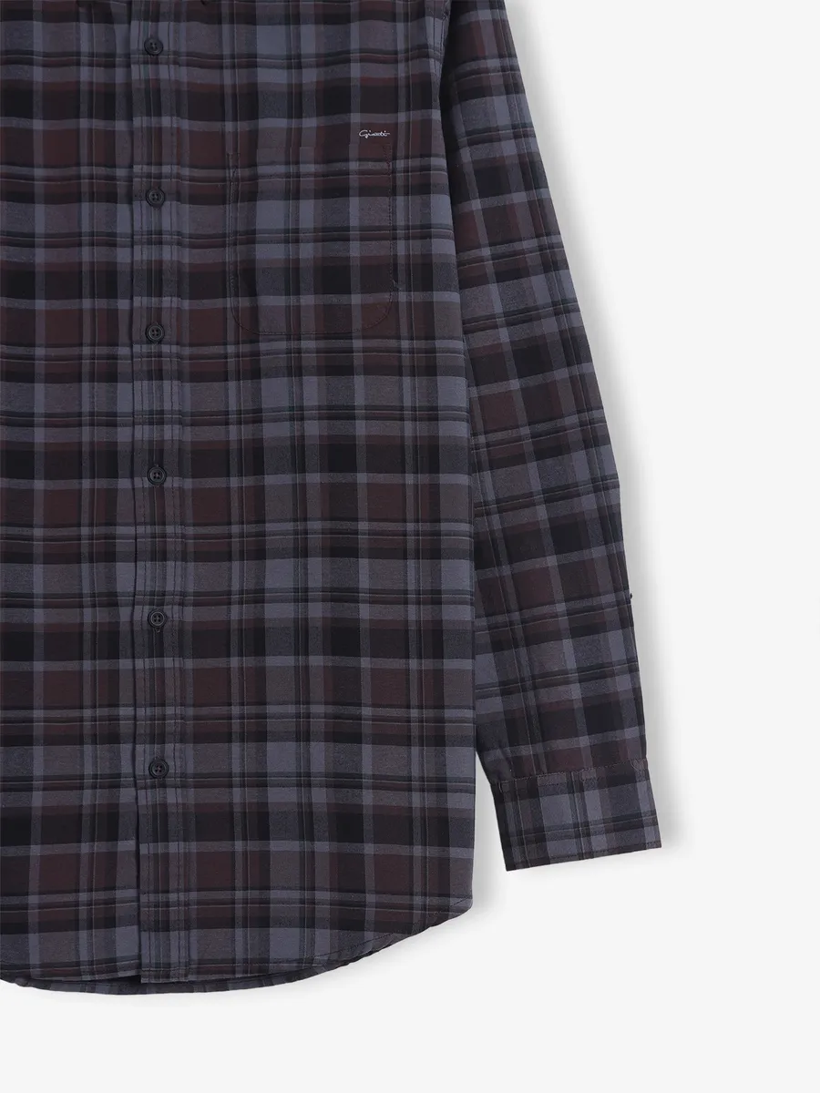 GIANTI brown cotton checks shirt