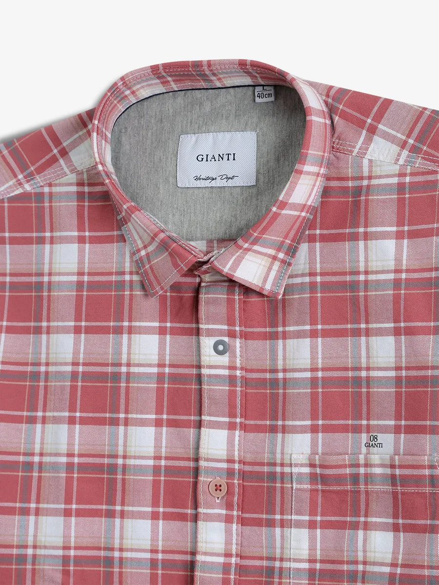 GIANTI checks dark pink cotton casual shirt