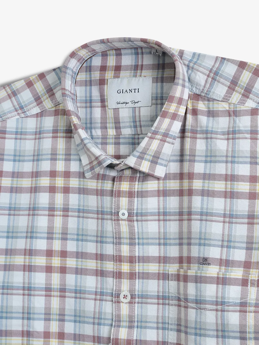 GIANTI checks white cotton shirt