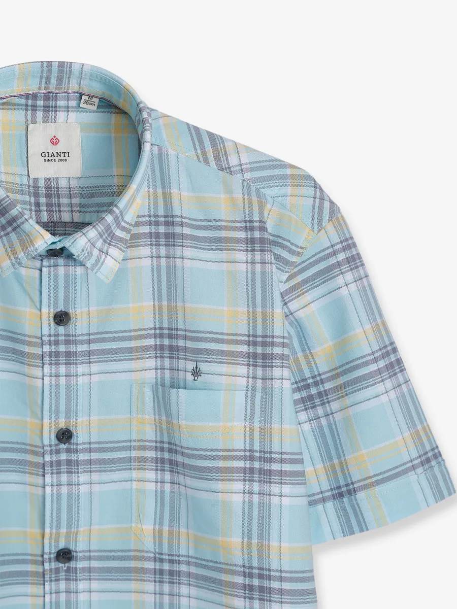 Gianti cotton sky blue checks shirt