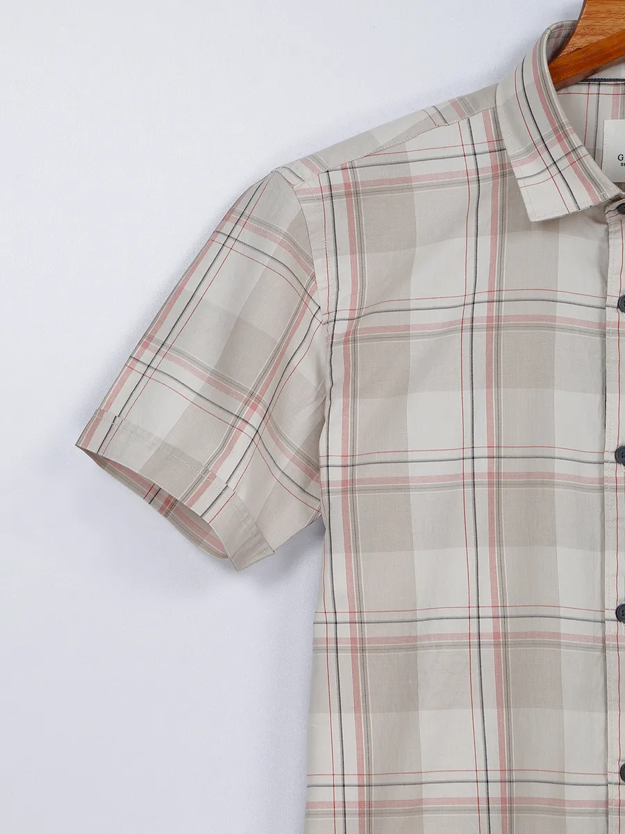 Gianti cream checks casual shirt