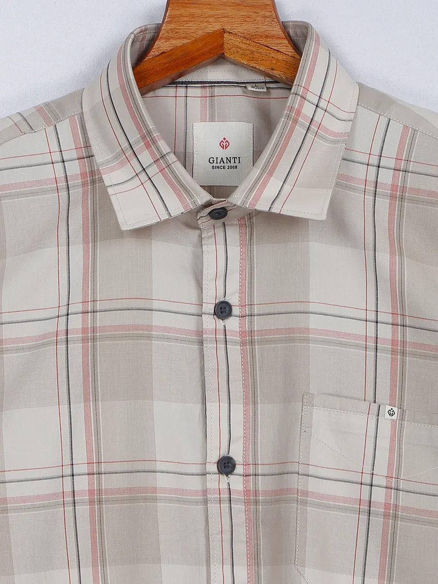 Gianti cream checks casual shirt