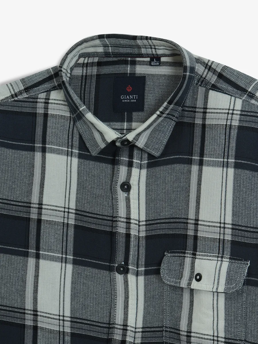 GIANTI dark blue checks cotton shirt