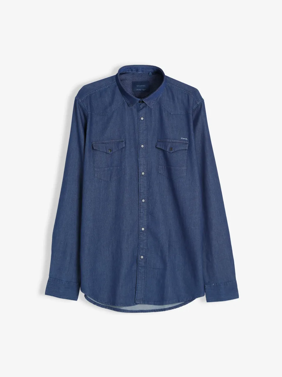 Gianti dark blue denim plain shirt