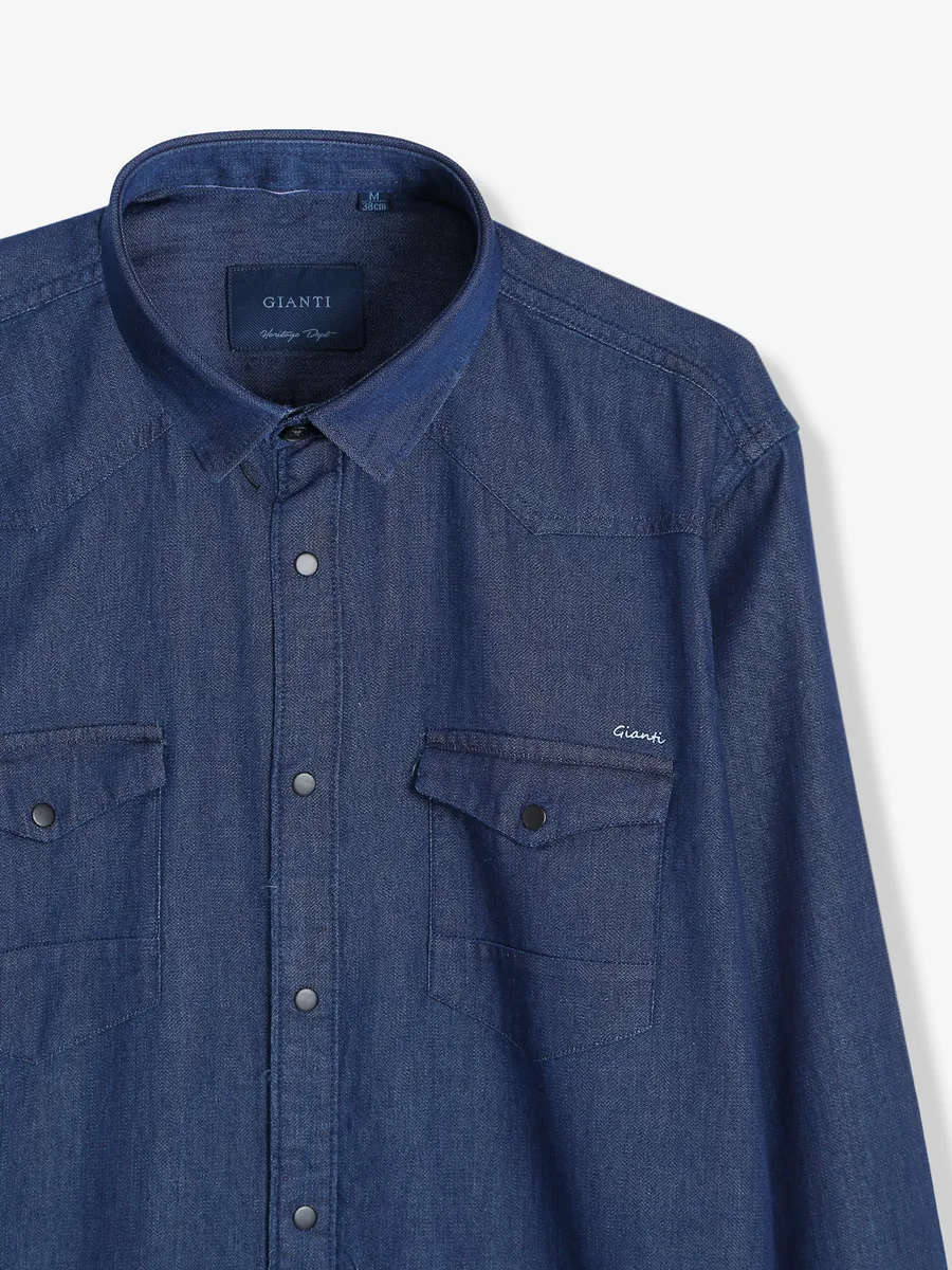 Gianti dark blue denim plain shirt