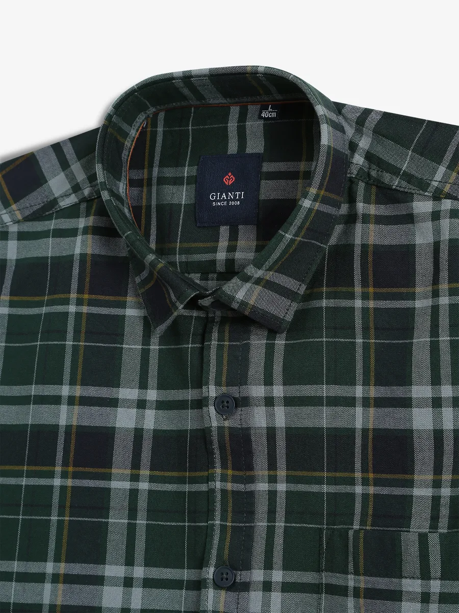 GIANTI dark green checks cotton shirt