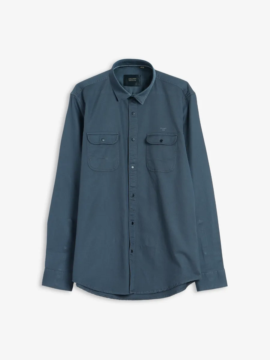 Gianti dark grey plain cotton shirt