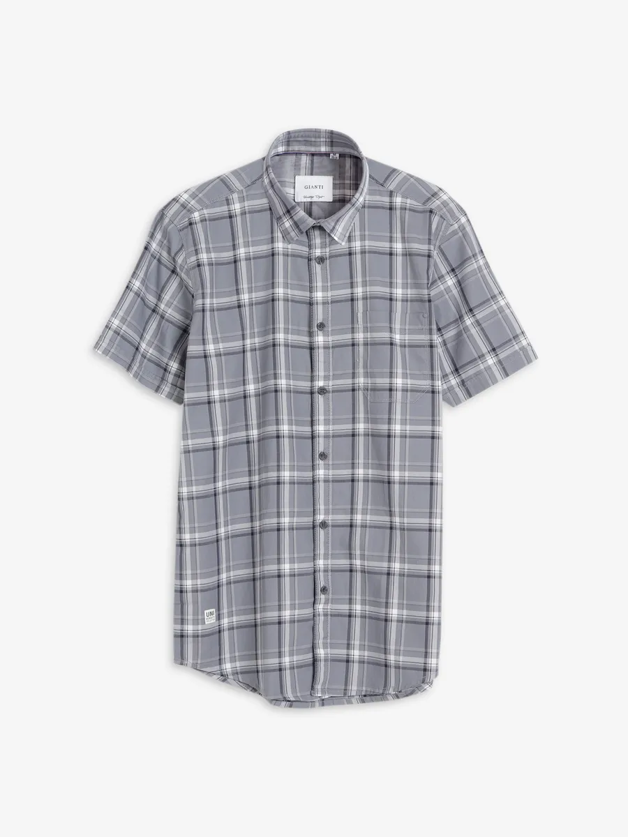 Gianti grey cotton half sleeves shirt