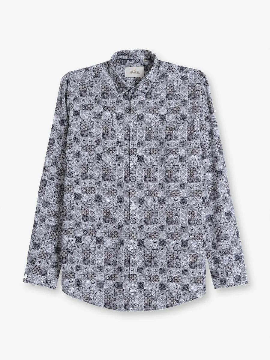 GIANTI grey cotton printed shirt
