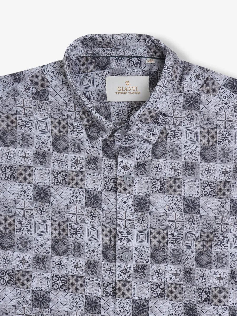 GIANTI grey cotton printed shirt
