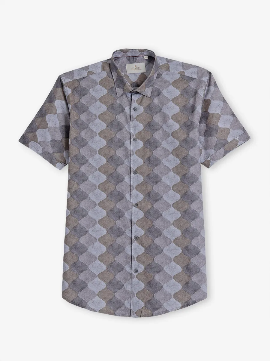 GIANTI khaki cotton printed shirt