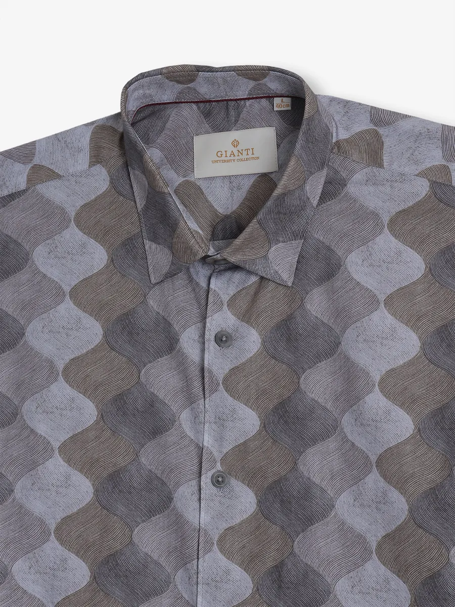GIANTI khaki cotton printed shirt