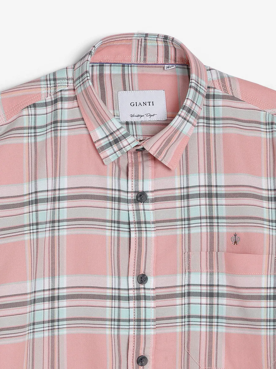Gianti light pink checks shirt