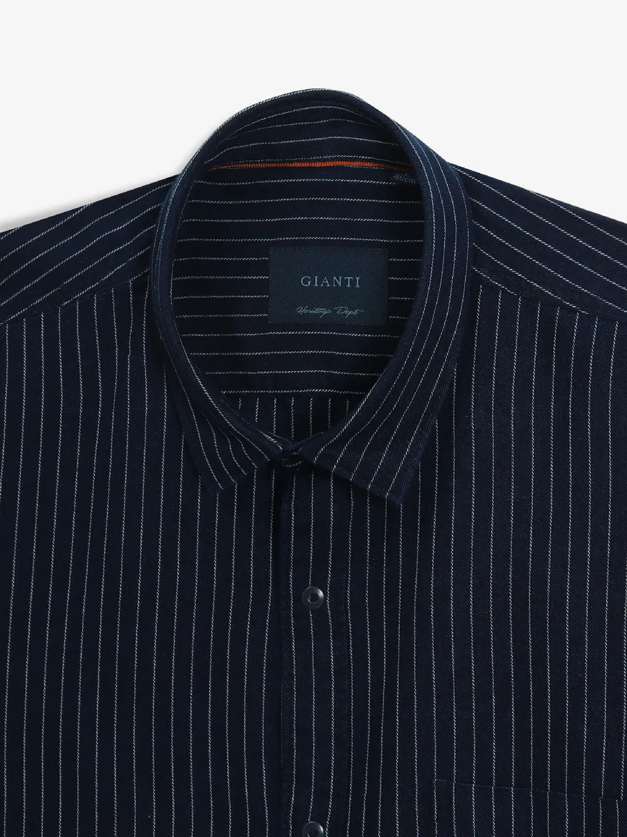 GIANTI navy stripe cotton shirt