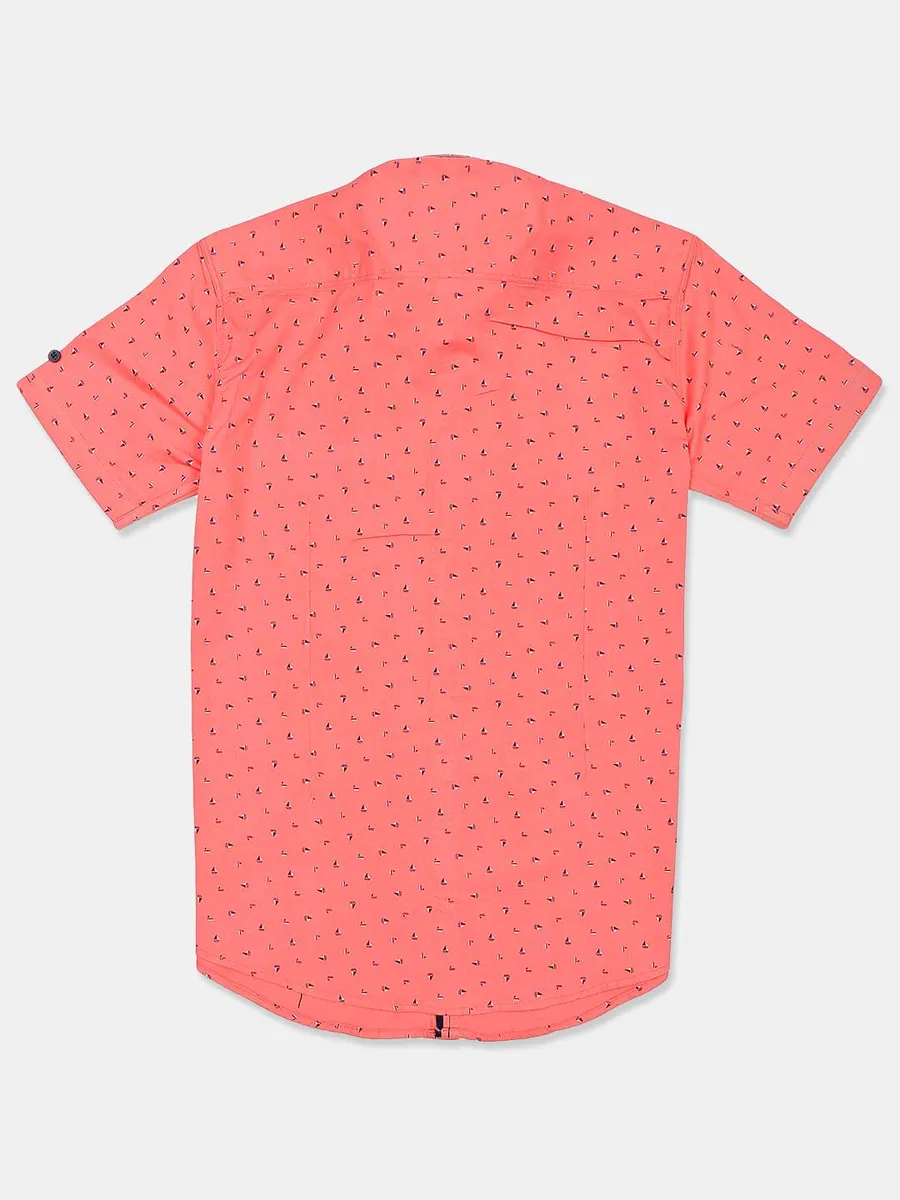 Gianti peach printed casual shirt